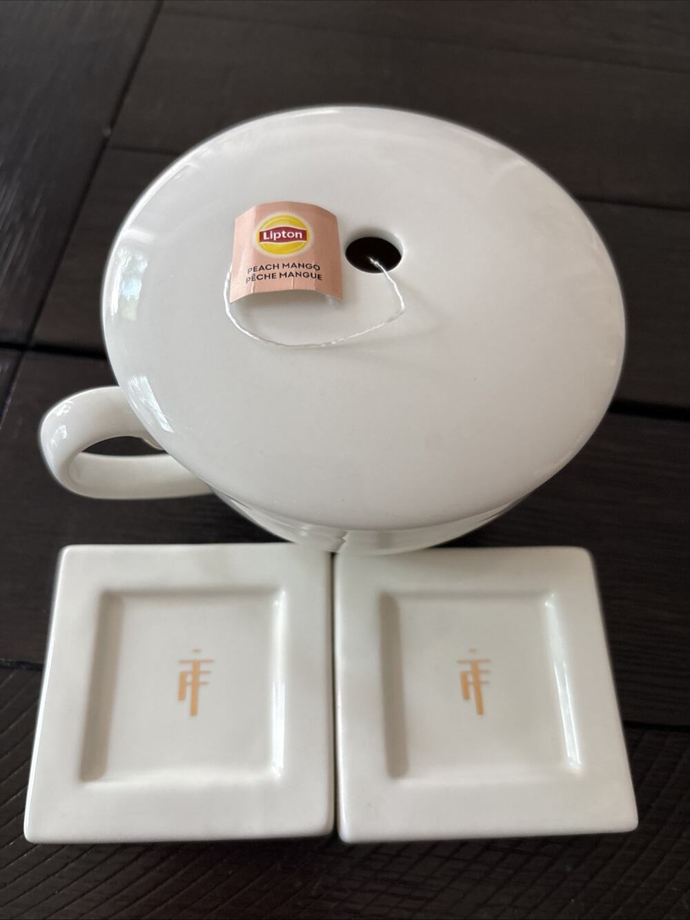Tea Forte Cafe Tea Cup White Porcelain Teabag Lid Teabag Coffee Teabag 2 Dishes